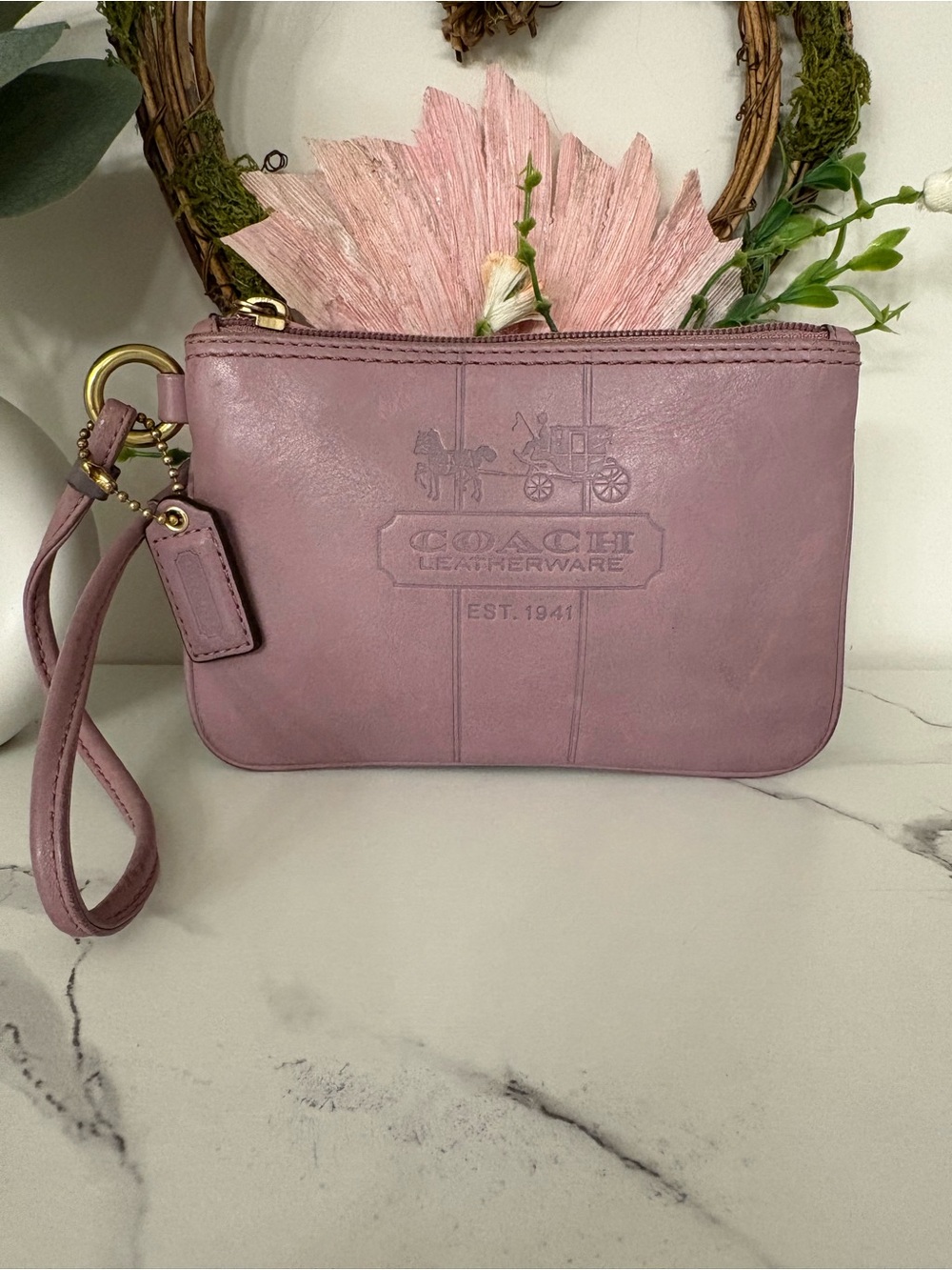 Coach Bleecker Lilac Leather Wristlet